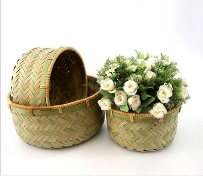 China China Hand Bread Basket Egg Bamboo Products Steamed Basket Round Dustpan Receiving Fruit Basket Hotel Supplies Bamboo Dish Basin for sale