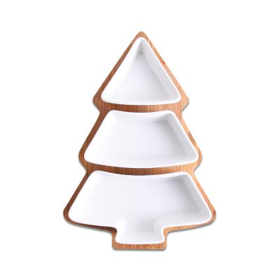 China Nordic Creative Sustainable Christmas Tree Compote Home Procelain Bamboo Dishes And Ceramic Dishes For Snack Dishes for sale