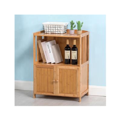 China Home Office Modern Bamboo Bookcase Storage Cabinet Modern Single Double Door Wine Cabinet for sale