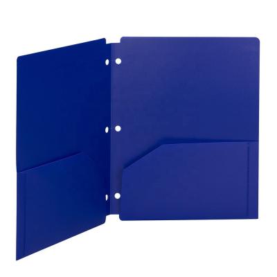 China Convenient Plastic There Holes Edit Files Folder With Two Pockets Hard Waterproof Cover for sale