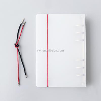 China b5 ring binder small 6 refillable clear transparent pp loose-leaf plastic pp ring binder with elastic band for sale