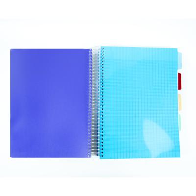 China Premium Durable Practical Rainbow Color PP Hardcover Customized Office Fashion Size A4 Size 500 Waterproof Plastic Pages Coil Label Notebook for sale