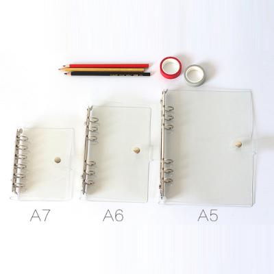 China Eco-friendly PVC 6-Ring Binder Transparent Soft Cover with Snap Button Closure for Planner Ring Bound Pages for sale