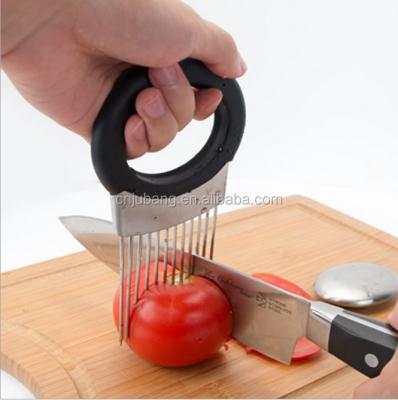 China Vegetable Cutter Tomato Cutter Stainless Steel Onion Slicer Sustainable Holder / Cutter / Onion Tomato Holder for sale