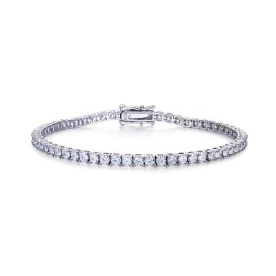 China Miami Hip Hop 925 Real Sterling Silver 3mm 4mm 5mm D VVS Moissanite Diamond Tennis Chain Bracelet 6.5in 7in 8in tennis choker chian for sale