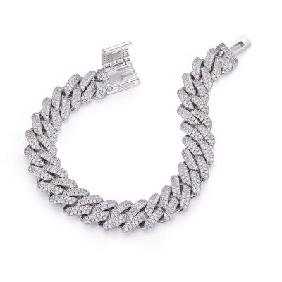 China Hiphop Hip Hop Jewelry 14mm Width 7 8 9 16 18 20 22 24 26Inch D VVS Moissanite Choker Cuban Link Chain Bracelet Necklaces For Men for sale