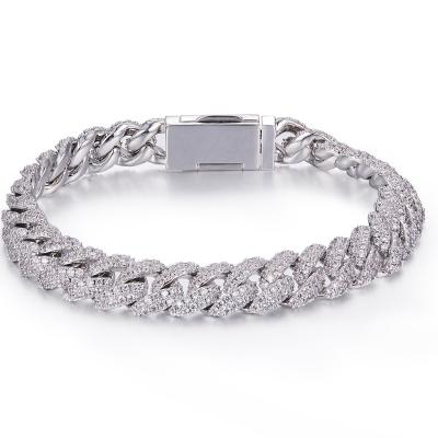 China Hiphop Iced Out S925 Sterling Silver 10mm Width 7 8 9 16 18 20 22 24 26In Moissanite Choker Cuban Link Chain Bracelet Necklaces For Men for sale