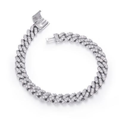 China Width 6 Hiphop Hip Hop Jewelry S925 Sterling Silver 8mm 8 9 16 18 20 22 24 26IN D Moissanite Cuban Link Chain Bracelet Necklaces For Men for sale