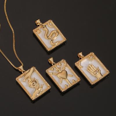 China FASHIONABLE Hot Sale Gold Vermeil Box Chain Moon Star Heart Hand Shell Square Tag Snake Pendant Necklace For Women for sale