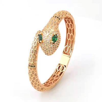 China Wholesale FASHIONABLE Hip Hop Bracelet 18K Gold Plated Designer CZ Cubic Zirconia Snake Shape Adjustable Bracelet Sets Brand Jewelry for sale