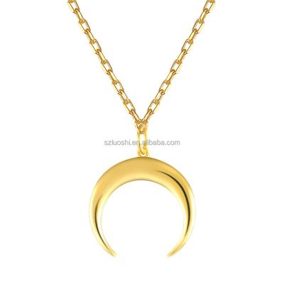 China 2022 New FASHIONABLE Gold Plated S925 Sterling Silver 18k Crescent Moon Shape Pendant Link Chain Necklace for sale