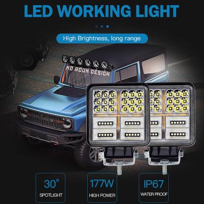 China Aluminum Wrap 177W Square LED Work Light with Flash Off Road Spot Light Waterproof Flood Mode LED Off Road Combo Driving Light for Truck SUV for sale