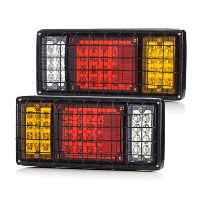 China ABS Iron Super Bright Reverse 40 LED Truck Tail Light Brake Tail Turn Signal Housing + PC Lens With Iron Net Shield for sale