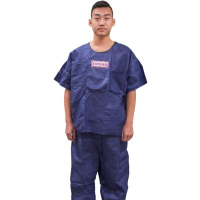 China With Cuffs Factory Supply OEM Hospital SMS Disposable Patient Short Sleeve Collar And Gown Isolation Medical Uniform Suit Nonwoven Patient Gowns for sale