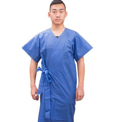 China With Belt Hospital Wear SMS Disposable Nonwoven Patient Gown With Short Sleeve Medical Protective Patient Gowns Spa Coat For Hospital for sale