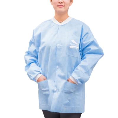 China With Collar and Slap Wholesale Disposable Doctor Coats SMS/Spunlace/PP Stretchable Hospital Uniform for Men and Women Lab Medical Protective Coats for sale