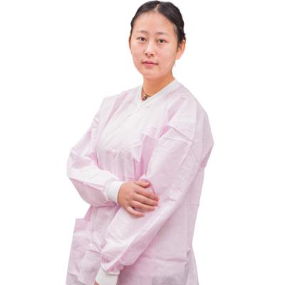 China SMS Adult Disposable Nonwoven Lab Coat With Knitted Collar And Cuff for sale