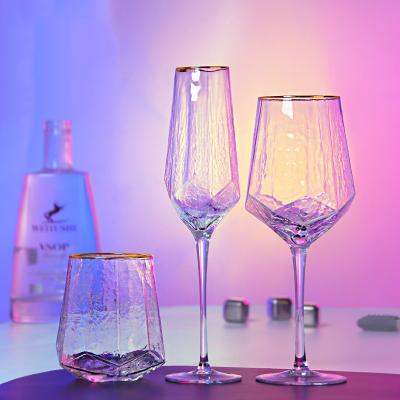 China Diamond Shape Wine Glasses Elegant wine glass/champagne glass stemless diamond shape cut crystal champagne glasses for sale