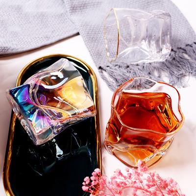 China Irregular twist pattern Creative Japanese drinking crystal glass premium whisky glass with irregular twist pattern for sale