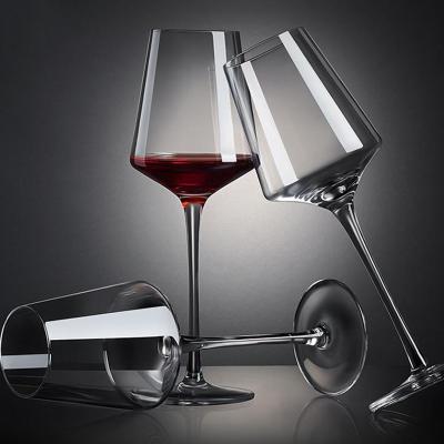 China Modern wholesale 12oz wine glass crystal high ending hand made wine glasses glass wine goblets for restaurant for sale