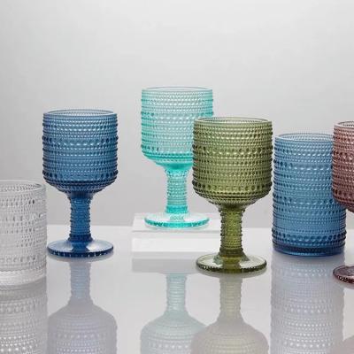 China Medieval colored vintages goblet Glass custom manufacturer blue medieval colored vintages goblet for weddings decoration for sale