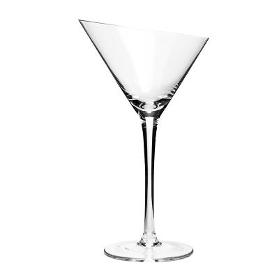 China Crystal Cocktail Glasses 10oz Handmade Clear Round Triangle Shape Crystal Unique Creative Martini Cocktail Glasses for sale