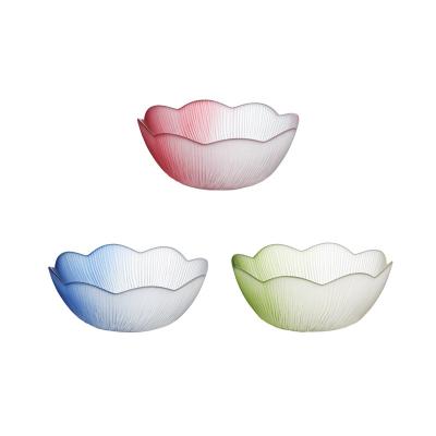 China Sustainable Japanese home decorative tableware wholesale salad Fruit bowl gradient flower glass bowls set for sale