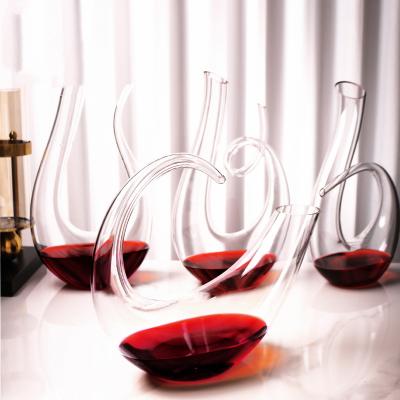 China U-shape  Wine Decanter Luxury u-shape unique 1500ml glass red wine vodka liquor decanter best gift for men for sale