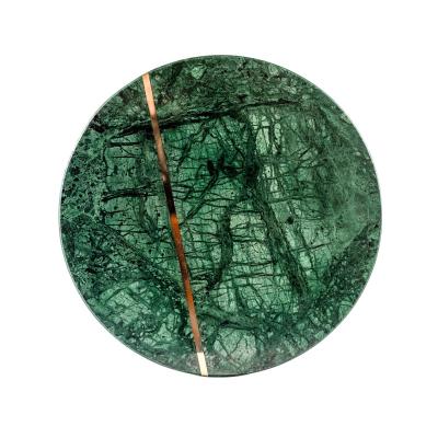 China Sustainable Multifunctional Green Round Marble Plate With Copper Bars for sale