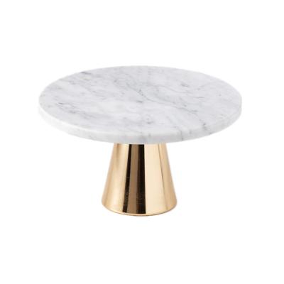 China Viable multifunctional natural marble round tray with cone base, cake fruit display stand, cosmetics jewelry storage box for sale