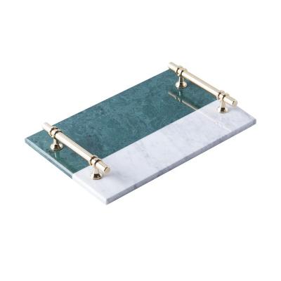 China Nordic Multifunctional Natural Marble Viable Shelf Celebrity Style Bathroom Toiletries Tray Restaurant Bedroom Jewelry Net Tray for sale