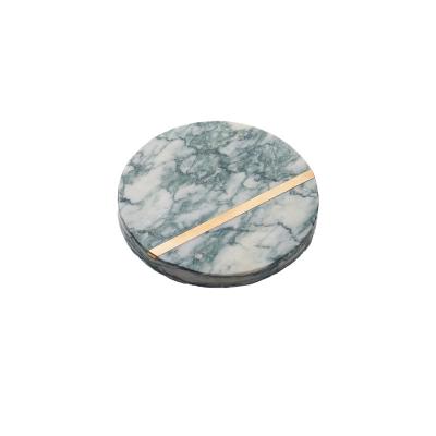 China Sustainable Natural Round Marble Pattern Coasters for sale