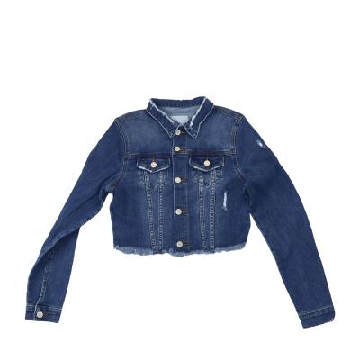 China NEW LXY-W055 Anti-wrinkle FANCY EDGE WOMEN FRINGE DENIM JACKET WOVEN CLOTHING WHOLESALE CUSTOM for sale