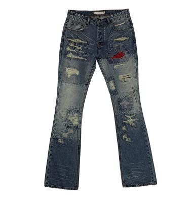 China New Arrival LXY-M068 High Quality Breathable Repairing Effect Casual Wide Leg Men's Rocket Jeans for sale