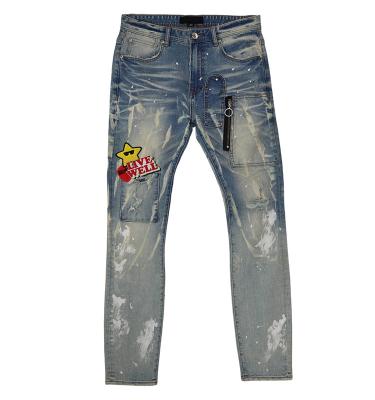 China Wholesale Price LXY-M052 Breathable Custom Hand Paint Wash Effect Casual Jeans Men for sale