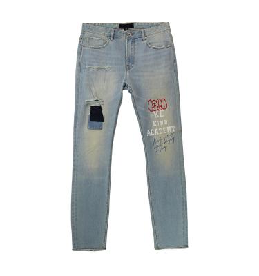 China WHOLESALE Breathable LXY-M050 MI WASH UPPER LIGHT CUSTOM Printed Stacked Jeans for sale