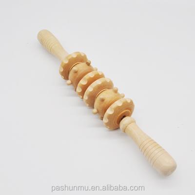 China 6 Handheld Flying Rollers Body Massager Wooden Stick Anti Fatigue for sale