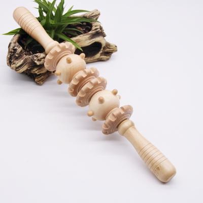 China Portable 6 Roller Wooden Massage Abdomen Speed ​​Stick With Trigger Point for sale