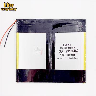 China Long Cycle Life 3 Line 29126162 30125160 3.7V 8000mAh Lithium Ion Polymer Battery With PCB for sale