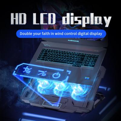 China Under 18 Inch Laptop Cooling Pad 6 Fans And Dual USB Ports Laptop Cooler With 12-16 Inch LED Display Notebook Light Stand for sale