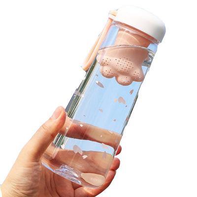 China 550ml plastic cute bpa sustainable free shipping kawaii free water bottle with bear claw infuser for girls kids for sale