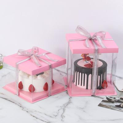 China food & Drink Packaging Free Shipping Square Cake Box Child Birthday Cake Gift Packaging Toy Transparent Cake Packaging Box for sale