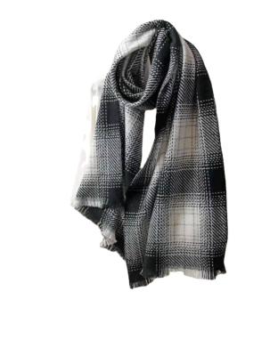 China Logo Printed Checked Fleece Scarf Custom Warm American European Winter Cashmere Checked Scarf for sale