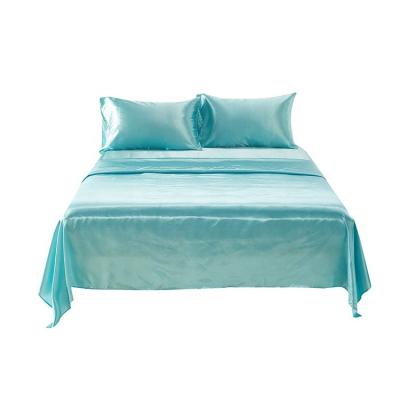 China Manufacturer Wholesale Imitate Silk Nondisposable Bedding Set Fitted Sheet Set for sale