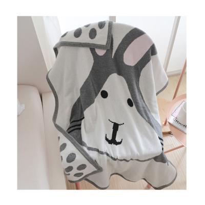 China 100% Cotton Portable Plain Hospital Folding Hospital Rabbit White Double Sided Animal Jacquard Blanke For Kids for sale