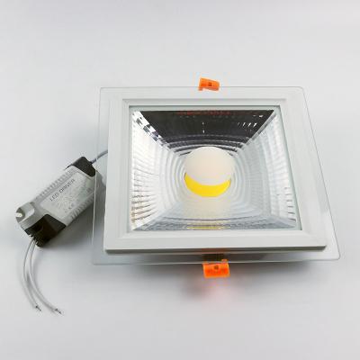 China Modern COB 5W 7W 10W 15W 24W Square Downlight Glass Panel Light Recessed Indoor Ceiling Lamps for sale