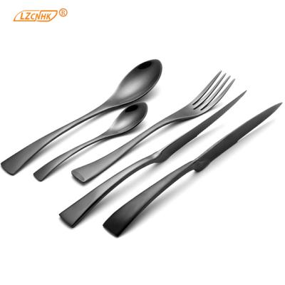 China New LZ Silver Curved Style Silver Curved Spoon Knife And Fork Set With Teaspoon Flatware Set for sale