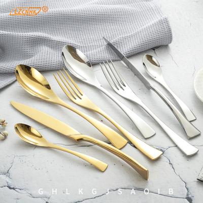 China New viable LZ style golden spoon, knife and fork set with teaspoon for sale