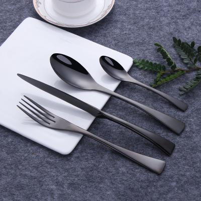 China Viable Spoon Gold Knife Fork And Silver Black Maker Flatware Set Stainless Steel Cutlery With Gift Box for sale