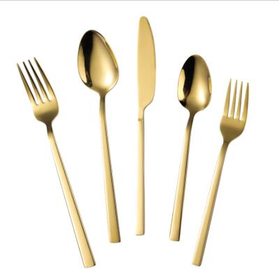 China 2021 disposable classic cutlery set restaurant gold flatware knife fork and spoon set wholesale for sale